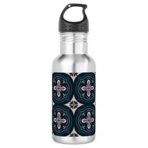 earthy coloured floral geometric tiles 532 ml water bottle