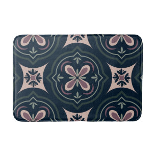 earthy coloured floral geometric tiles bath mat