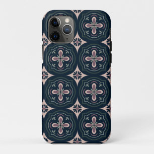 earthy coloured floral geometric tiles iPhone 11 pro case