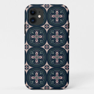 earthy coloured floral geometric tiles iPhone 11 case