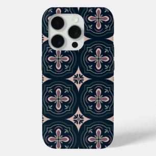 earthy coloured floral geometric tiles iPhone 15 pro case