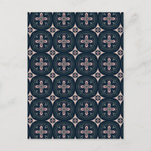 earthy coloured floral geometric tiles holiday postcard