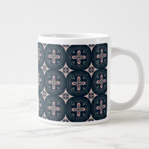earthy coloured floral geometric tiles large coffee mug