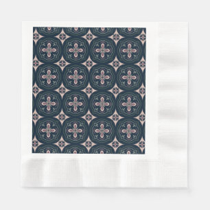 earthy coloured floral geometric tiles napkin