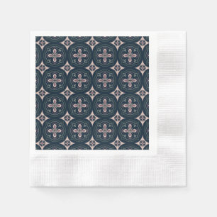 earthy coloured floral geometric tiles napkin