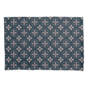 earthy coloured floral geometric tiles pillowcase