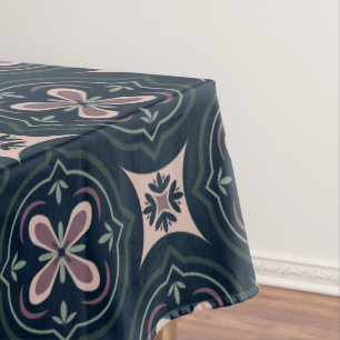 earthy coloured floral geometric tiles tablecloth