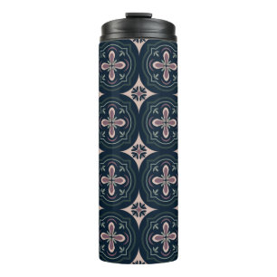 earthy coloured floral geometric tiles thermal tumbler