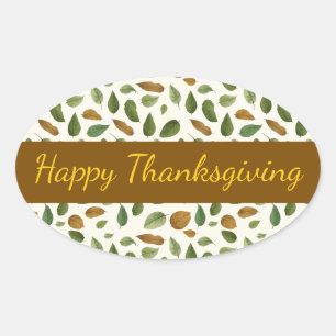Earthy Coloured Leaves Oval Sticker