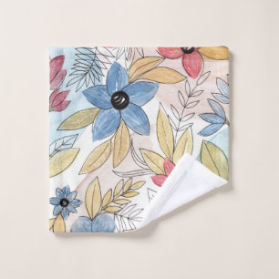 Earthy Coloured Watercolor Floral Leaves Art Wash Cloth