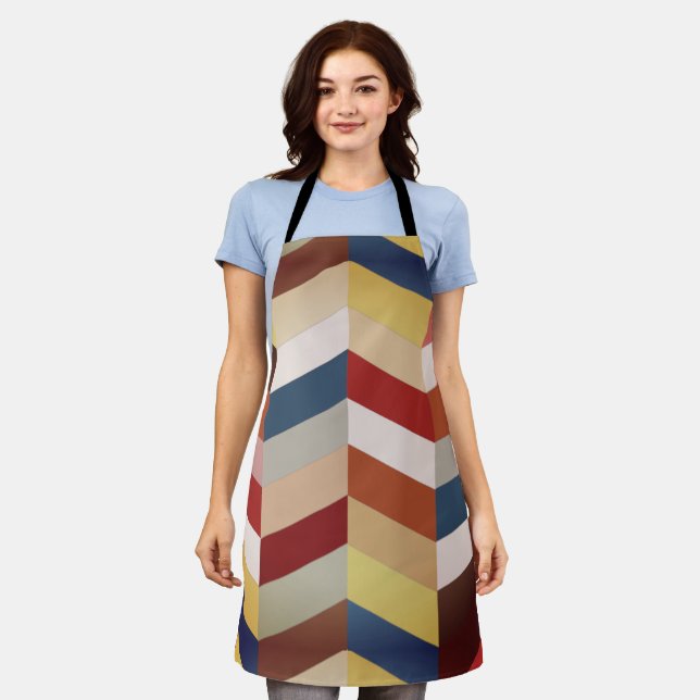 Earthy Colourful Chevron Pattern  Apron (Worn)