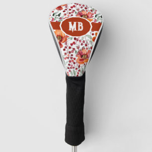Earthy Colours, Fall Flowers Monogrammed Golf Head Cover