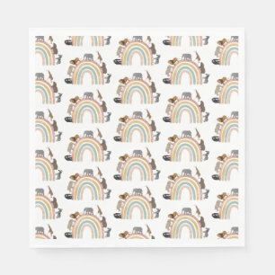 Earthy Colours Rainbow Jungle Animals Pattern   Napkin