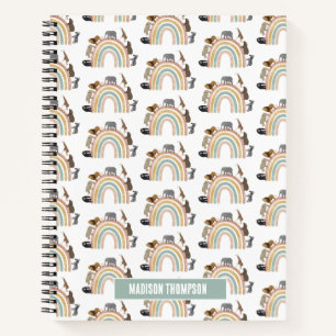 Earthy Colours Rainbow Jungle Animals Pattern  Notebook