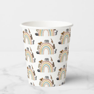 Earthy Colours Rainbow Jungle Animals Pattern Paper Cups