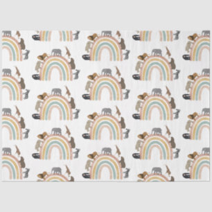 Earthy Colours Rainbow Jungle Animals Pattern  Tissue Paper
