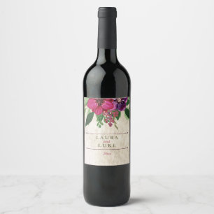 Earthy, Cranberry-Plum Floral Wine Label
