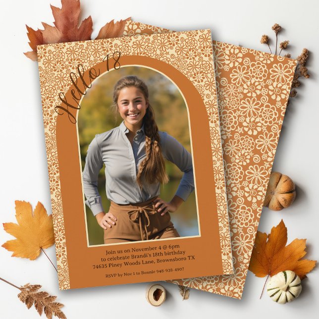 Earthy Cream Tan Floral Boho Country 18th Birthday Invitation (Creator Uploaded)