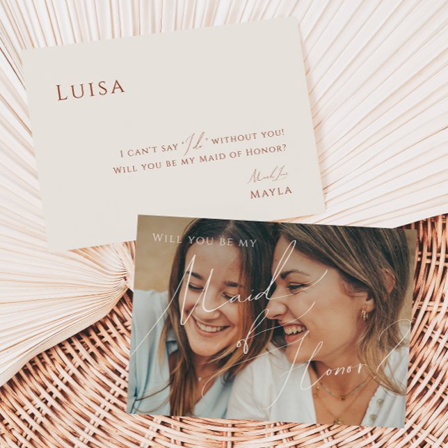Earthy Desert Beige Faded Photo Maid of Honour Car Invitation (Creator Uploaded)