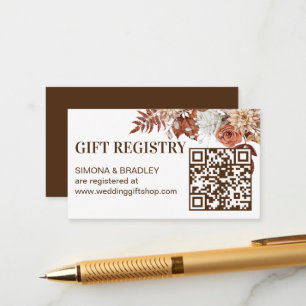 Earthy desert brown boho flowers gift registry enclosure card