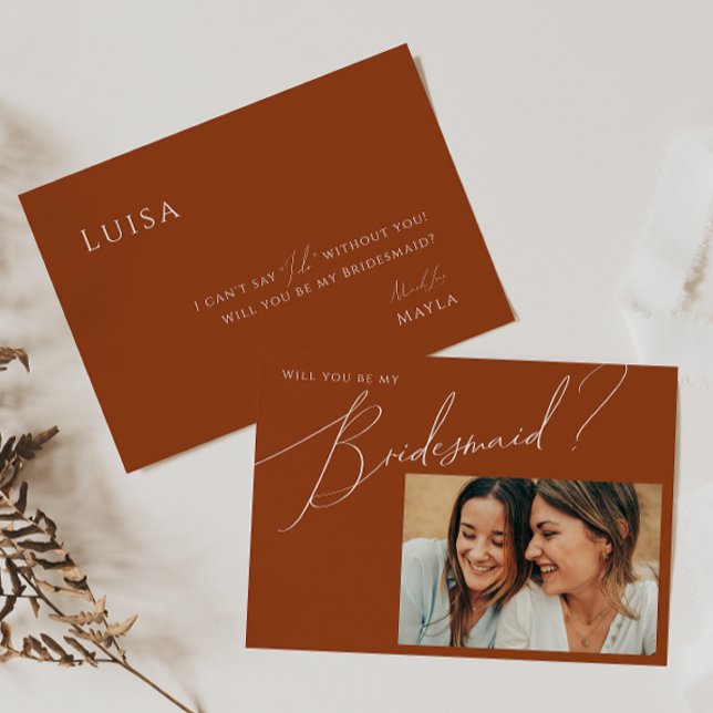 Earthy Desert Rust Photo Bridesmaid Proposal Card (Creator Uploaded)