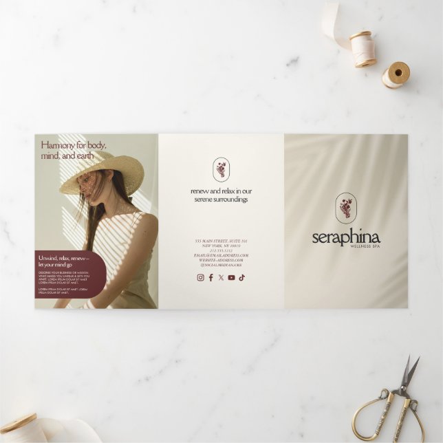 Earthy Elegance Logo Beauty, Spa Ivory Brochure (Outside)
