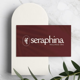 Earthy Elegance Logo Beauty, Wellness, Spa Maroon Business Card