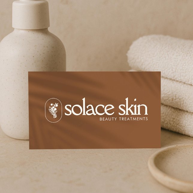 Earthy Elegance Logo Beauty, Wellness, Spa Tan Business Card (Creator Uploaded)