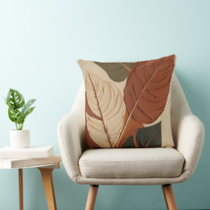 Earthy Elegance Modigliani Leaf Art Cushion