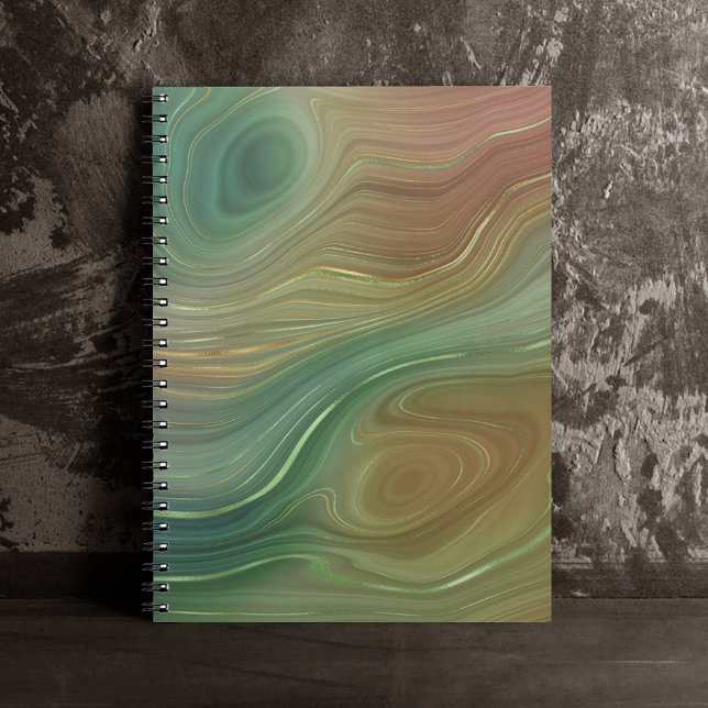 Earthy Emerald Strata | Green and Golden Ink Agate Notebook (Creator Uploaded)