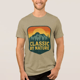Earthy Escape – Pine Trees & Sunset Adventure Tri-Blend Shirt