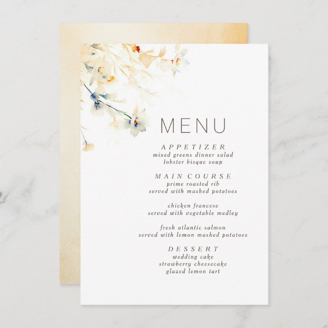 Earthy Fall Shades Elegant Wedding Menu (Front/Back)