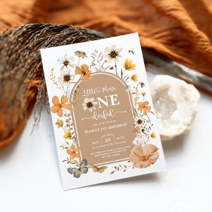 Earthy Fall Wildflower Miss Onederful 1st Birthday Invitation