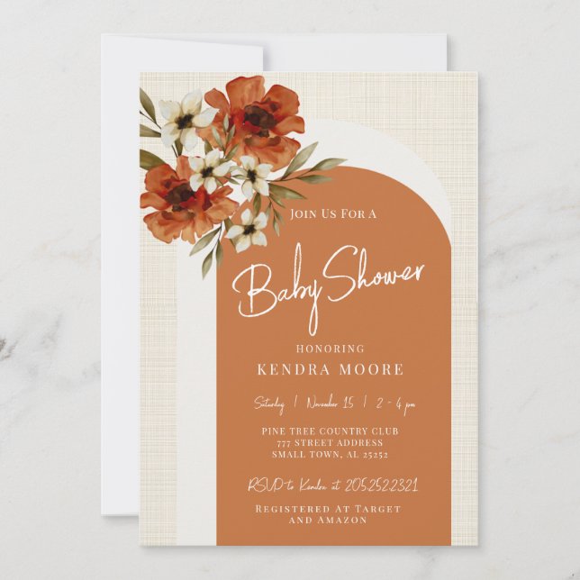 Earthy Floral Baby Shower Invitation (Front)
