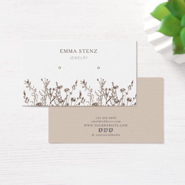 Earthy Floral • Earring Hoops Display Card   (Desk)
