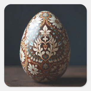 Earthy Floral Easter Egg Square Sticker