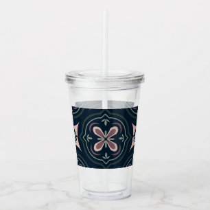 Earthy Floral Geometric Tiles Acrylic Tumbler