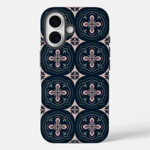 Earthy Floral Geometric Tiles iPhone 16 Case