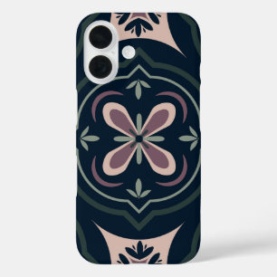 Earthy Floral Geometric Tiles iPhone 16 Case