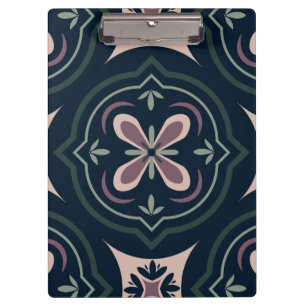 Earthy Floral Geometric Tiles Clipboard