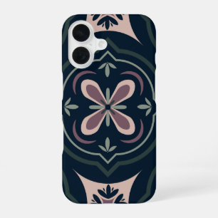 Earthy Floral Geometric Tiles iPhone 16 Case