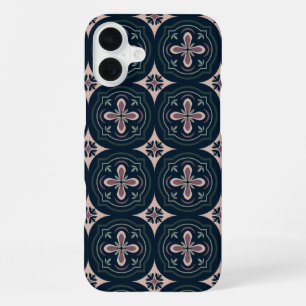 Earthy Floral Geometric Tiles iPhone 16 Plus Case