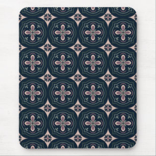 Earthy Floral Geometric Tiles Mouse Pad