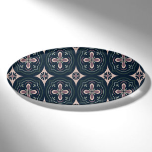 Earthy Floral Geometric Tiles Name Tag