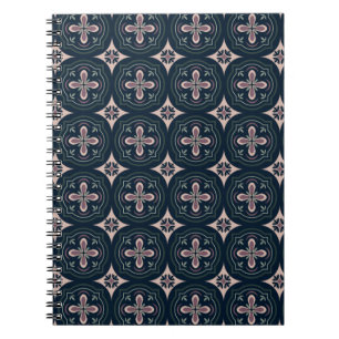 Earthy Floral Geometric Tiles Notebook