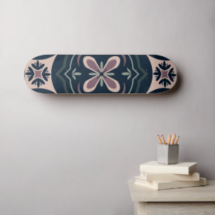 Earthy Floral Geometric Tiles Skateboard