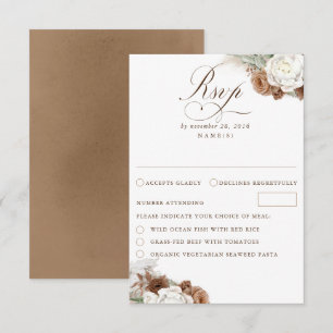 Earthy Floral Pampas Grass Boho Wedding RSVP Card
