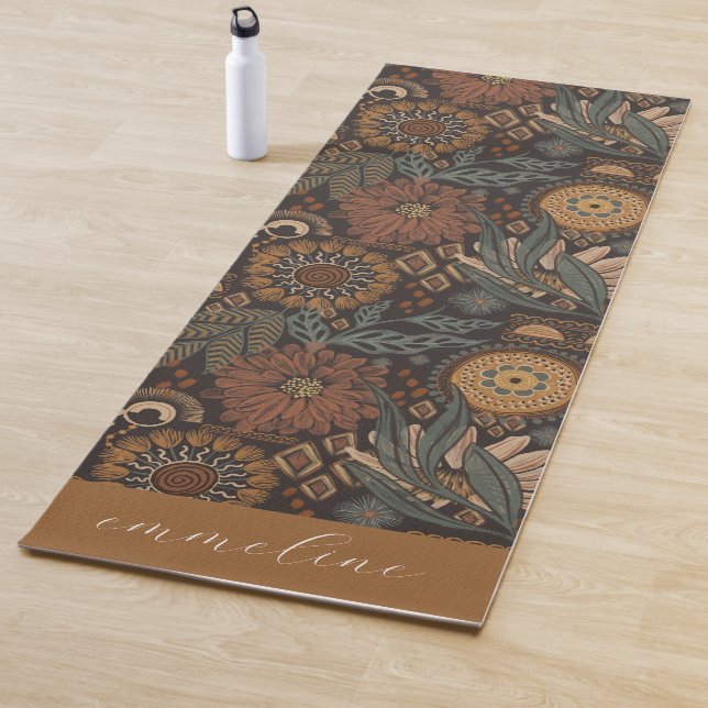 Earthy Floral Pattern Personalised  Yoga Mat (In Situ)