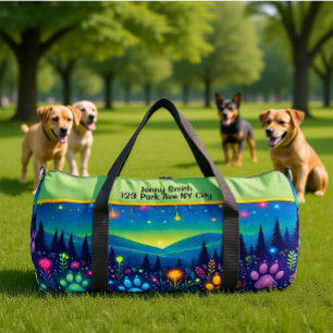 Earthy Floral Paw Print Travel Monogram Personal Duffle Bag