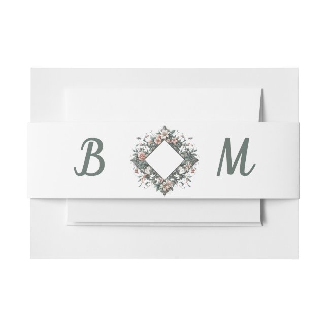 Earthy Floral Vine Band Invitation Belly Band (Front Example)